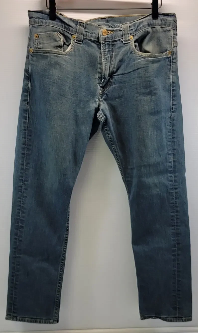 L26) Levi's 511 Men Zip Pocket Blue Denim Wash Jeans 34 x 30
